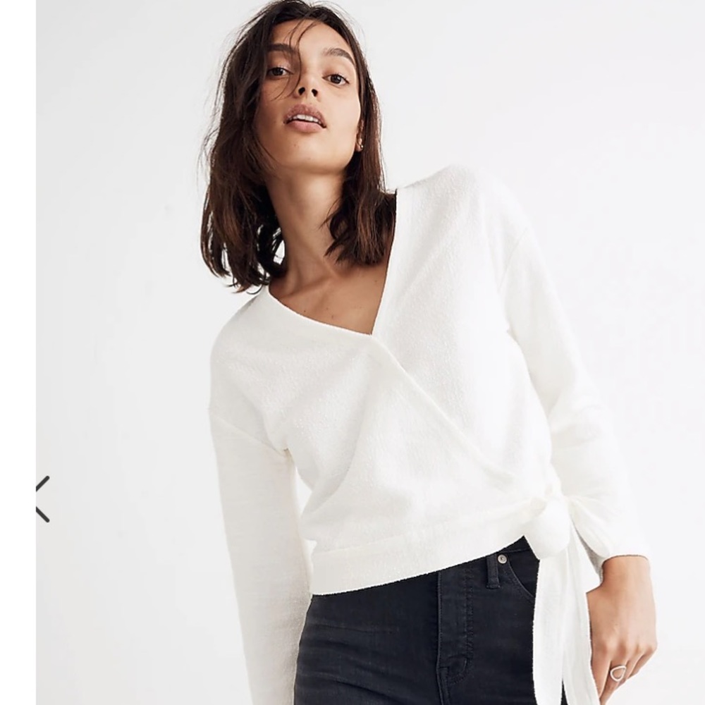 Madewell Texture and Thread Ivory Wrap Shirt Size Medium